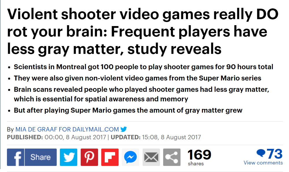 Shooter video games really do rot your brain